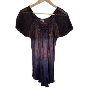Advance Apparel Tunic Top OS Fairy Renaissance Boho Festival Mesh Lace